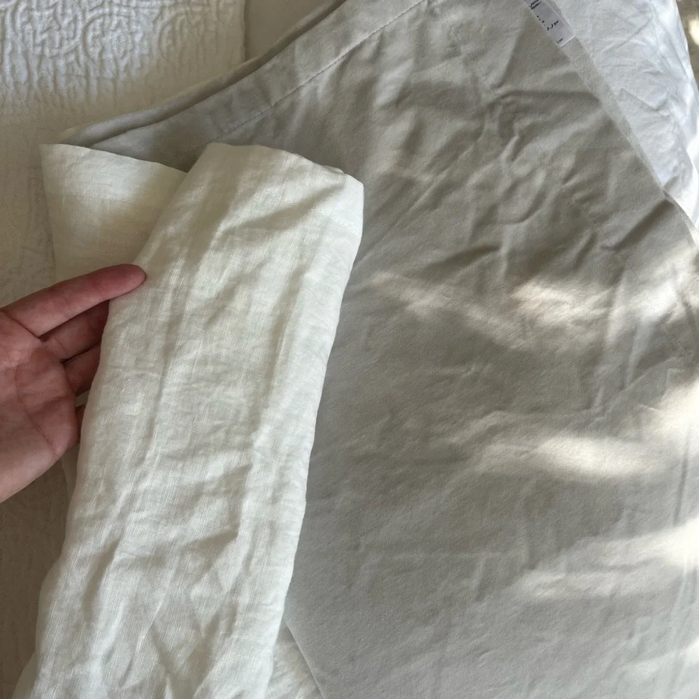 2 West Elm Linen curtain velvet bottom